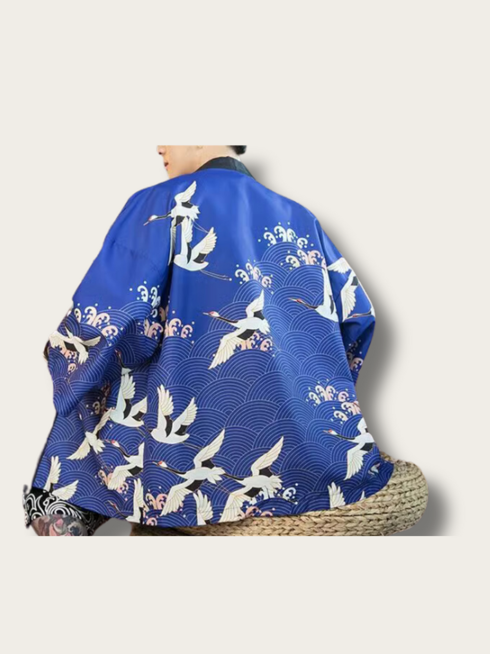 Majestic Crane Waves Kimono Cardigan - Large