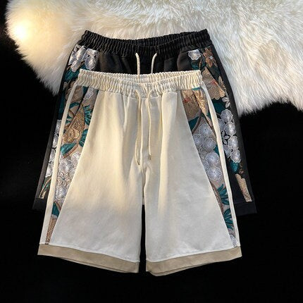 Cool Floral Print Design Japanese Modern Shorts - XL