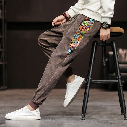 Abstract Casual Corduroy Japanese Pants - Medium