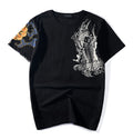 Embroidered Koi Japanese Streetwear T Shirt - Medium
