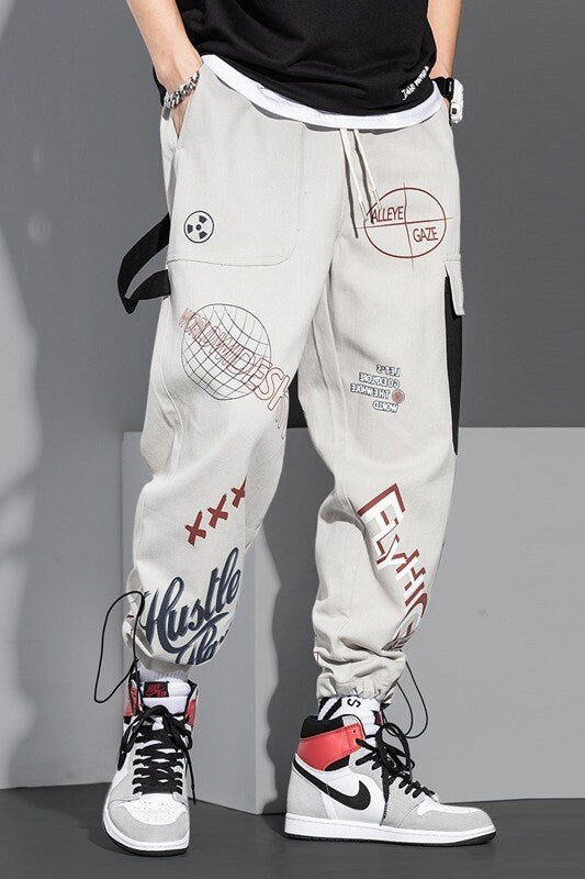 Graffiti Letter Printed Japanese Pants - 2XL