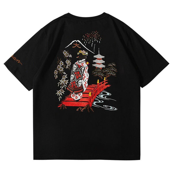 Anime Geisha Printed Japanese T Shirt - Medium