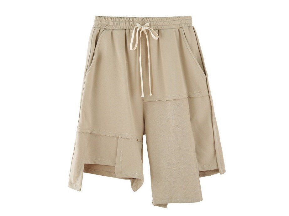 Asymmetrical Plain Design Japanese Shorts - Large