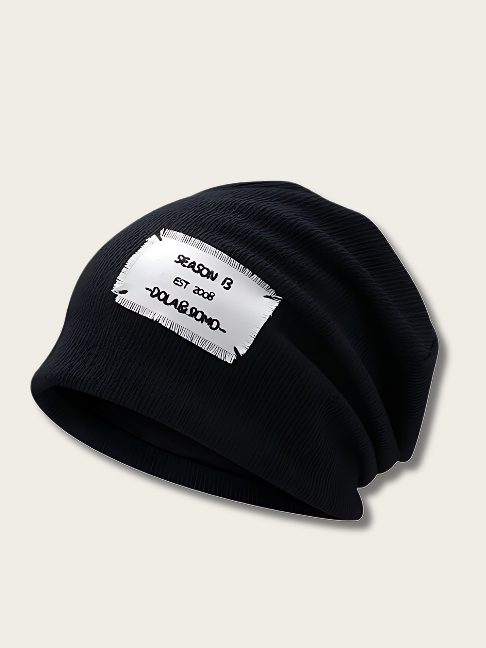 Season Trio Textured Japanese Beanie - #000000:Black