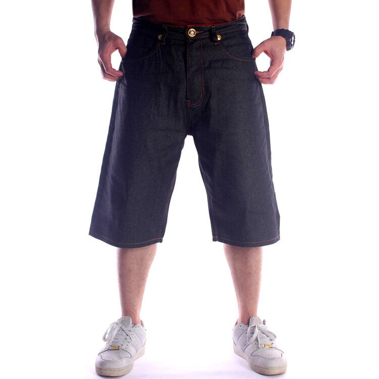 Devil Wings Embroidered Denim Japanese Shorts - 38