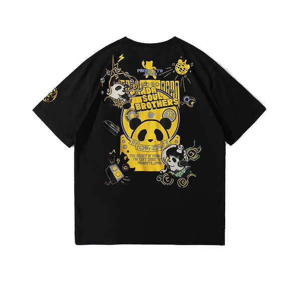 Anime Panda Print Japanese T Shirt - Medium