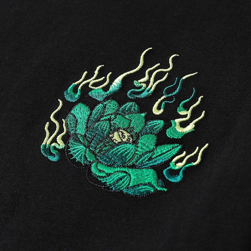Guardian Lion Embroidery Japanese T Shirt - XL