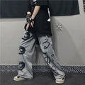 Graffiti Letter Print Retro Japanese Modern Pants - Large
