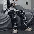 Graffiti Letter Print Retro Japanese Modern Pants - Large