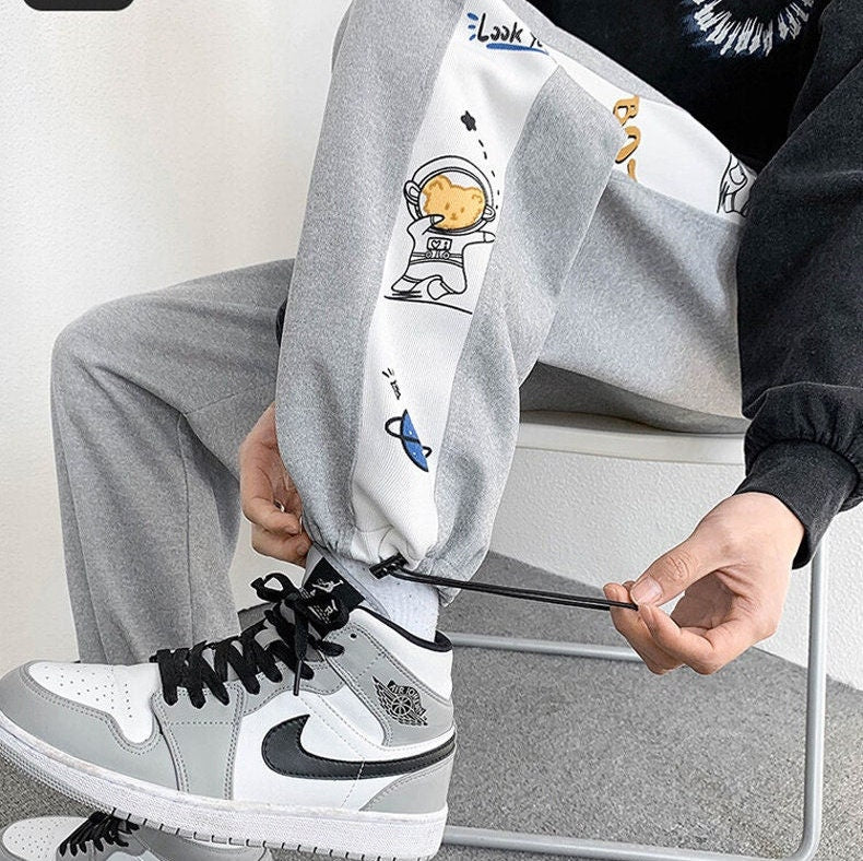 Printed Retro Drawstring Japanese Pants - XL