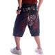 Devil Wings Embroidered Denim Japanese Shorts - 34