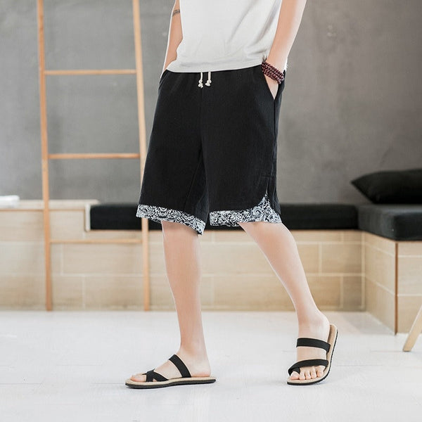 Floral Linen Printed Japanese Shorts - Medium