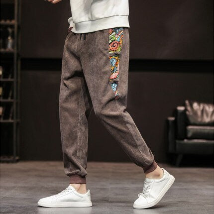 Abstract Casual Corduroy Japanese Pants - Medium