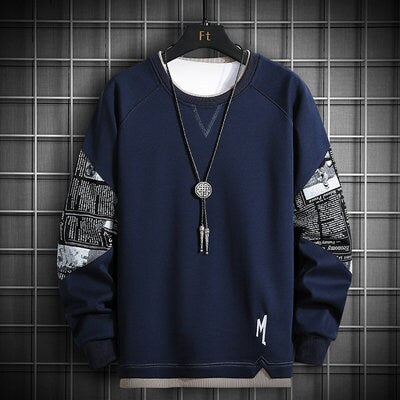 Letter Print Stitching Design Japanese Sweater - Medium