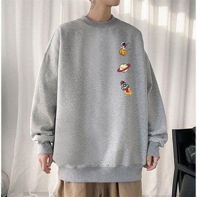Space Design Printed Japanese Sweatshirt - Medium