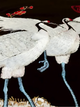 Crane Elegance Embroidered Black T-Shirt - XL
