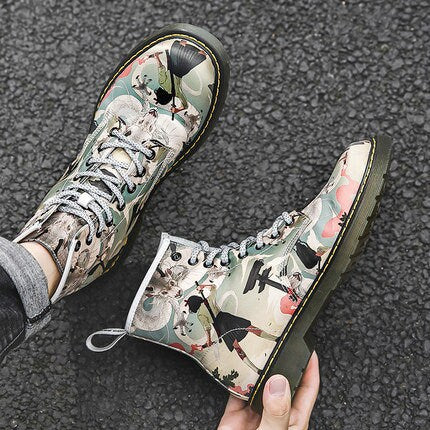 Vibrant Dragon Printed Japanese Modern Shoes - 38