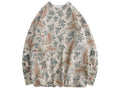 Printed Crane Harajuku Japanese Sweater - Small