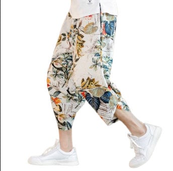 Floret Art Design Printed Japanese Pants - Medium