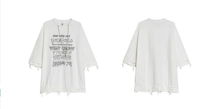 Casual Statement Printed Japanese T Shirt - Medium