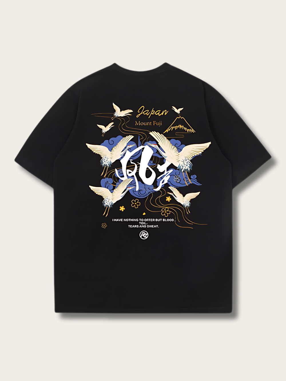 Mount Fuji Crane Harmony T Shirt - Small