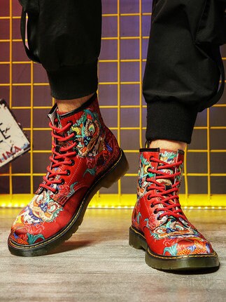 Vibrant Dragon Printed Japanese Modern Shoes - 37