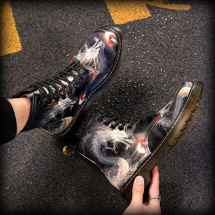 Vibrant Dragon Printed Japanese Modern Shoes - 37