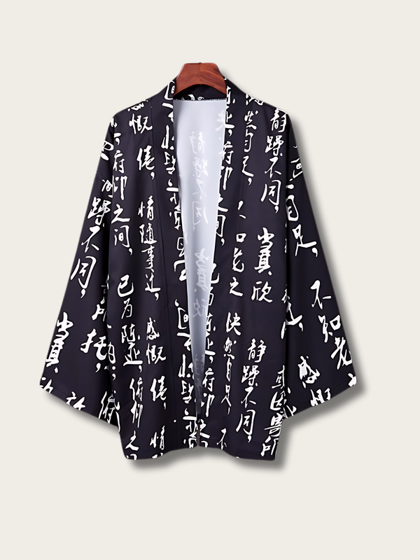 Calligraphic Harmony Kimono Cardigan - 