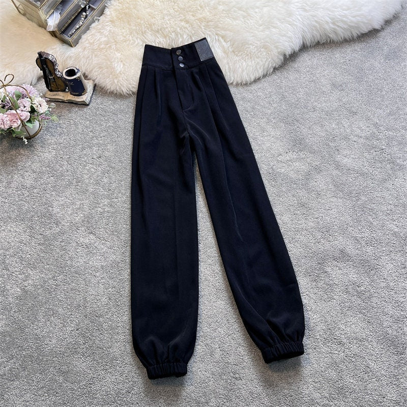 Retro Drape Plain Modern Japanese Harem Pants - Medium