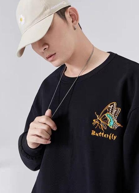 Aesthetic Butterfly Embroidered Japanese Style Sweater - XL