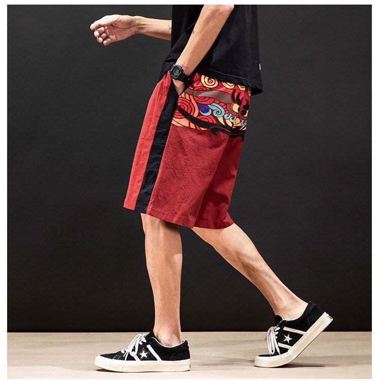 Red Geo Color Japanese Shorts - 3XL