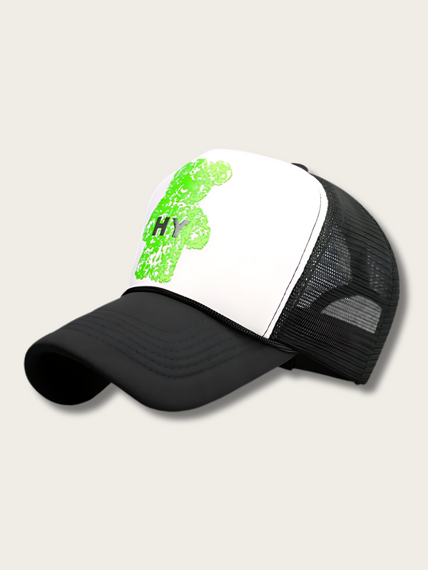 HY Green Bear Trucker Cap Collection - #ffffff:White