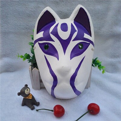 Printed Full Face Anime Fox Japanese Mask - #73