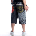 Letter Flower Printed Modern Denim Japanese Shorts - 40