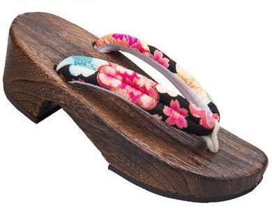 Wooden Floral Strap Japanese Sandals - Small