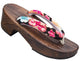 Wooden Floral Strap Japanese Sandals - Small