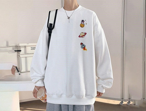 Space Design Printed Japanese Sweatshirt - Small