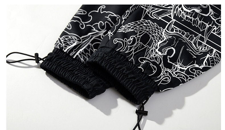 Mythical Dragon Printed Japanese Harem Pants - 2XL