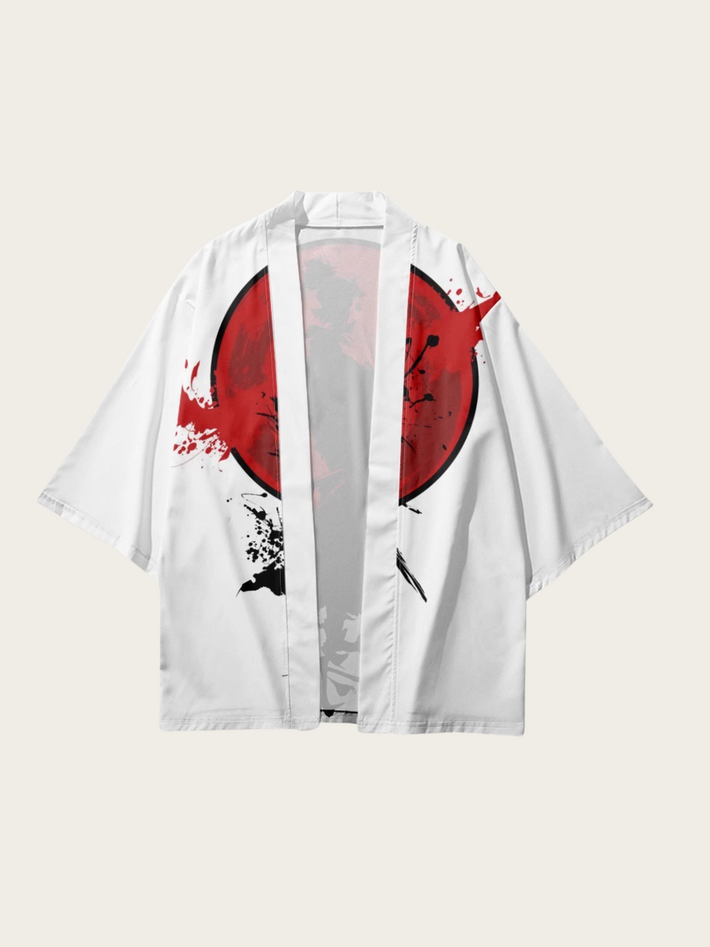 Red Circle Samurai Kimono Shirt – Artistic Japanese-Inspired Design for Unique Streetwear