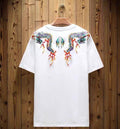 Fire Dragon Embroidered Japanese T Shirt - Large