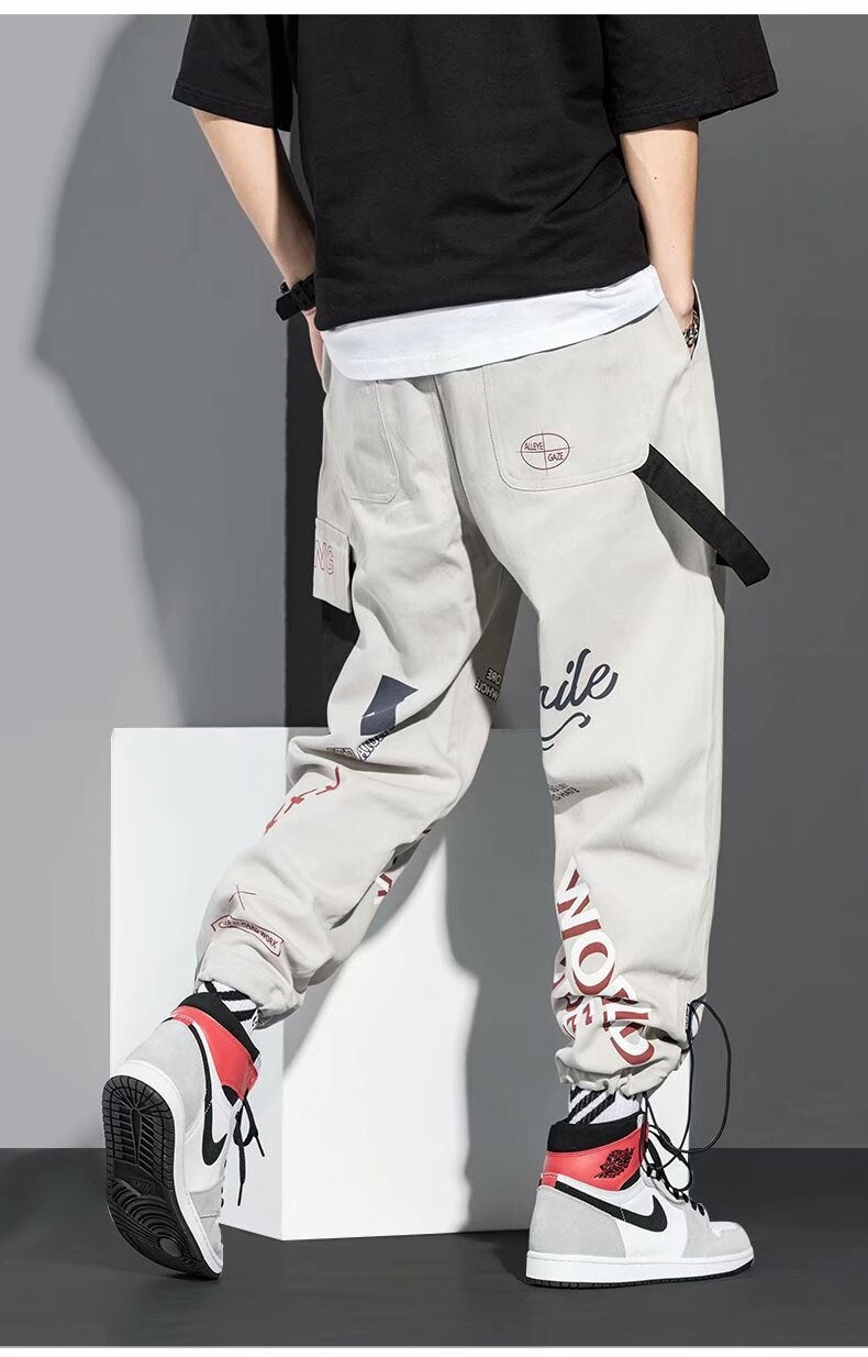 Graffiti Letter Printed Japanese Pants - Medium