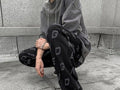 Asian Retro Printed Japanese Pants - Large