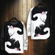 Yin Yang Wolf Print Japanese Style Sweater - Small