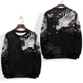 Dragon Sakura Print Japanese Modern Sweater - XL