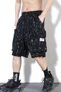 Ink Pattern Printed Retro Japanese Shorts - XL
