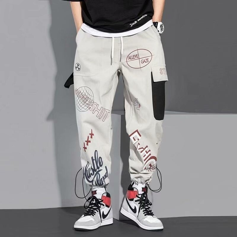 Graffiti Letter Printed Japanese Pants - Medium