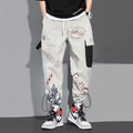 Graffiti Letter Printed Japanese Pants - Medium