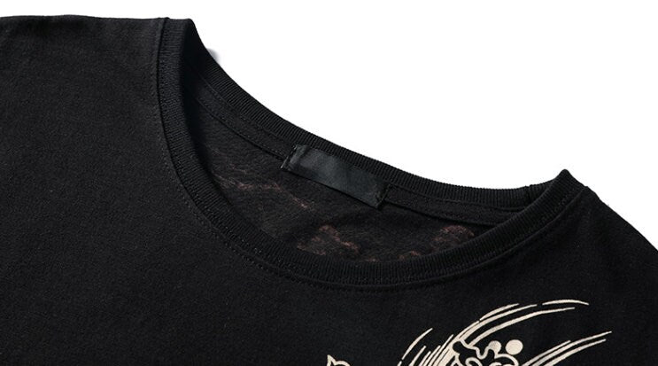 Embroidered Koi Japanese Streetwear T Shirt - Large