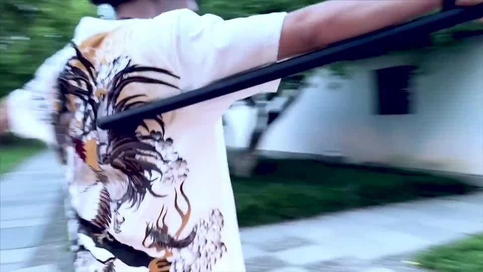Rooster Embroidered Design Japanese T Shirt - XL