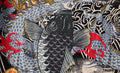 Embroidered Koi Japanese Streetwear T Shirt - XL